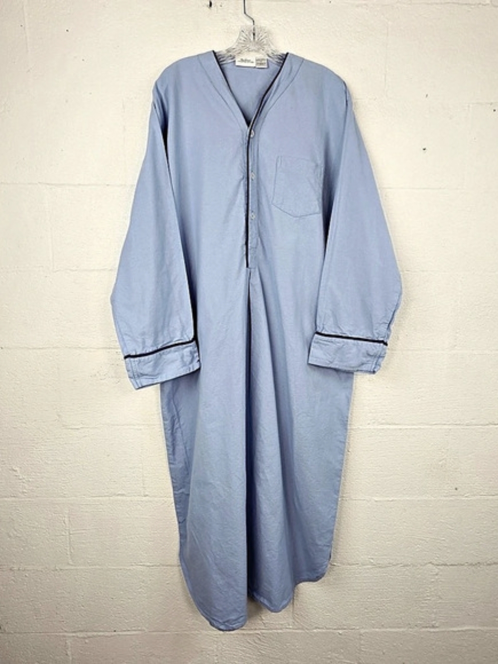 The Vermont Country Store Men's Flannel Nightshirt Blue XL
